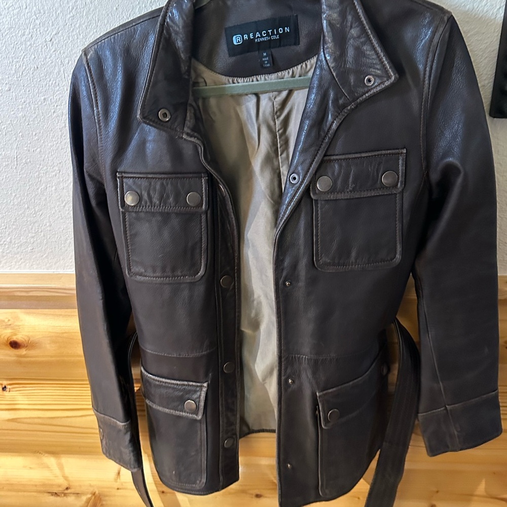 Kenneth Cole Rich Brown Leather Jacket